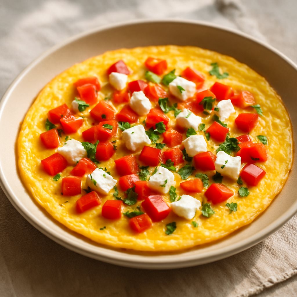 Omelet with Bell Pepper and Feta
