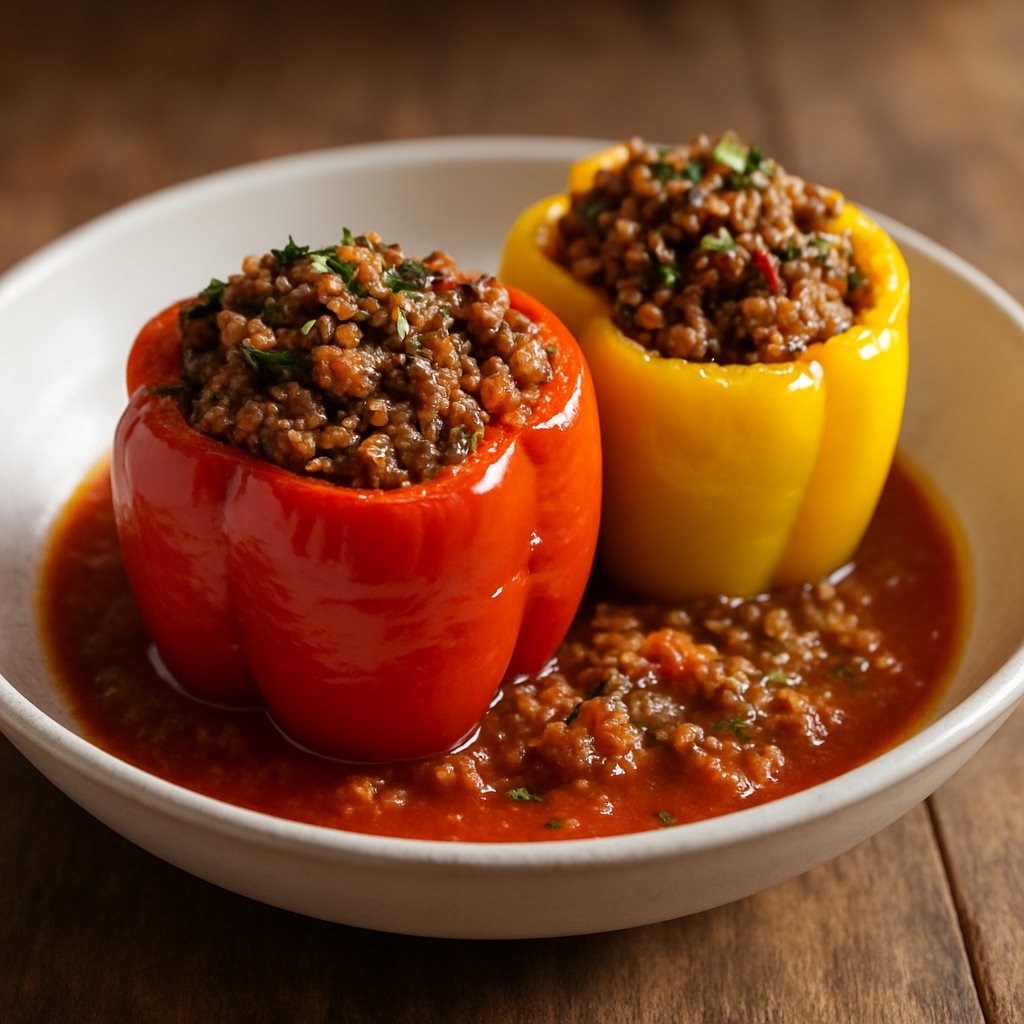 Stuffed Bell Peppers with Ground Beef and Quinoa