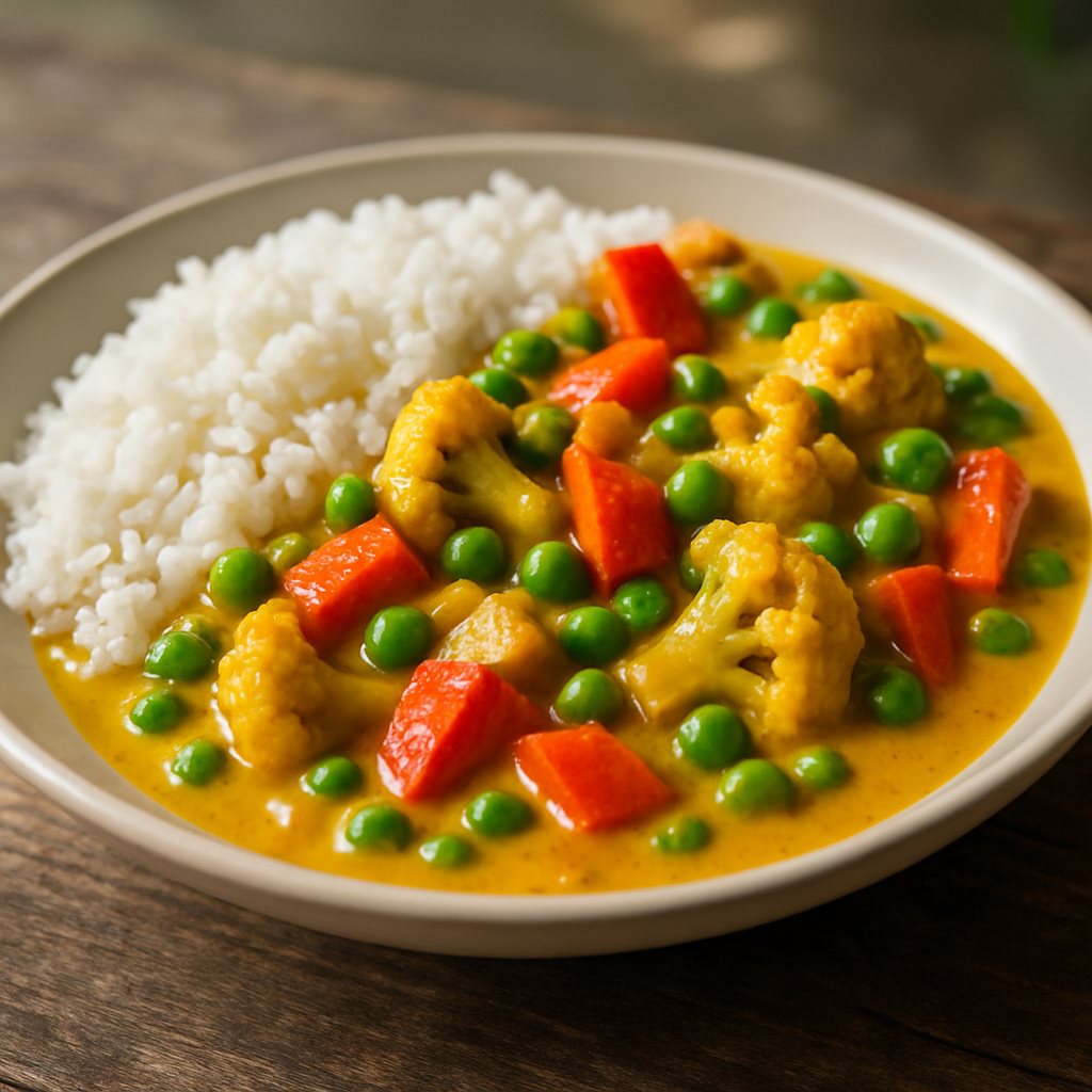 Vegetable Curry with Coconut Milk and Rice